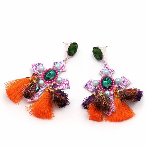 “The Cross” Gorgeous Fringe Oversized Earrings - Picture 5 of 17